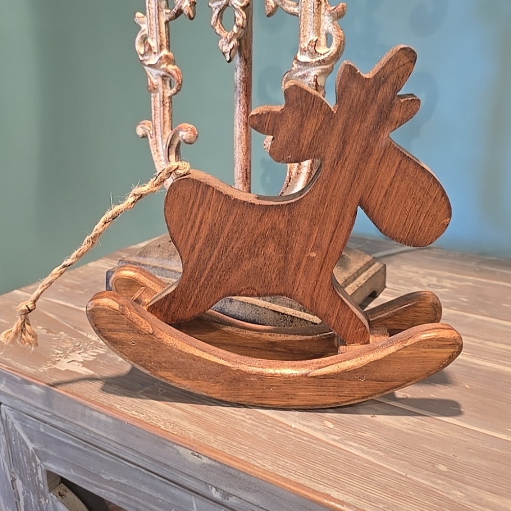 Vintage Rocking Reindeer Handcrafted 9" H